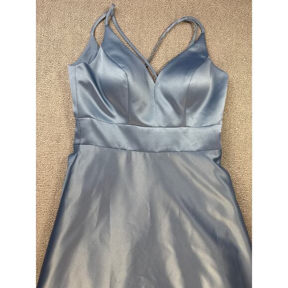 Sorella Vita Formal Dress Gown Modern Satin Bridesmaid Prom Stone Blue Size 10 - Picture 5 of 14